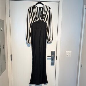 Elegant Black and White Striped Women's Dress